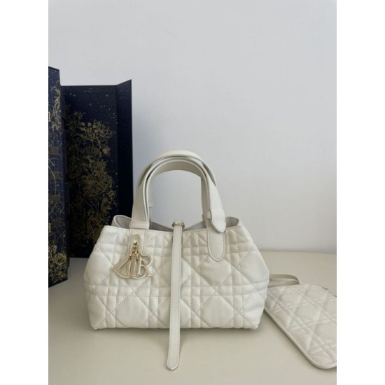 Special Grade Replica Dior Toujours Mini Macrocannage Tote Bag in White Clone Sale
