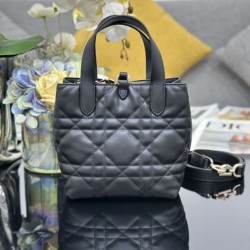 Special Grade Replica Dior Small Toujours Vertical Tote Bag with Lucky Charm in Black Clone Sale