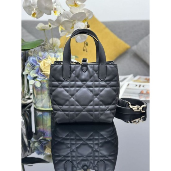 Special Grade Replica Dior Small Toujours Vertical Tote Bag with Lucky Charm in Black Clone Sale