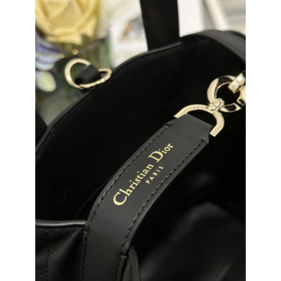 Special Grade Replica Dior Small Toujours Vertical Tote Bag with Lucky Charm in Black Clone Sale