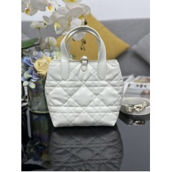 Special Grade Replica Dior Small Toujours Vertical Tote Bag with Lucky Charm in White Clone Sale