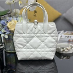 Special Grade Replica Dior Small Toujours Vertical Tote Bag with Lucky Charm in White Clone Sale