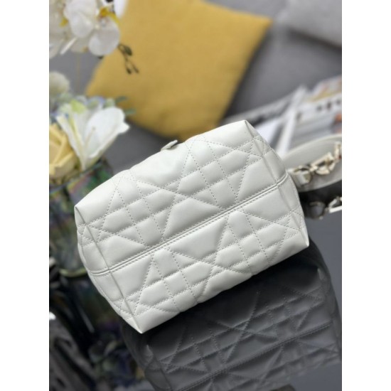 Special Grade Replica Dior Small Toujours Vertical Tote Bag with Lucky Charm in White Clone Sale