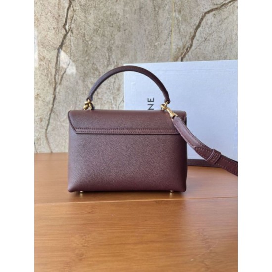 Special Grade Replica Céline Teen Nino Top Handle Bag in Smooth Calfskin in Burgundy Clone Sale