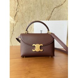 Special Grade Replica Céline Teen Nino Top Handle Bag in Smooth Calfskin in Burgundy Clone Sale