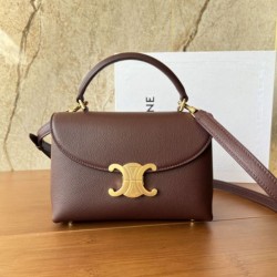 Special Grade Replica Céline Teen Nino Top Handle Bag in Smooth Calfskin in Burgundy Clone Sale