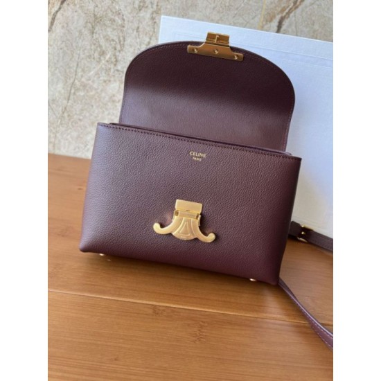 Special Grade Replica Céline Teen Nino Top Handle Bag in Smooth Calfskin in Burgundy Clone Sale