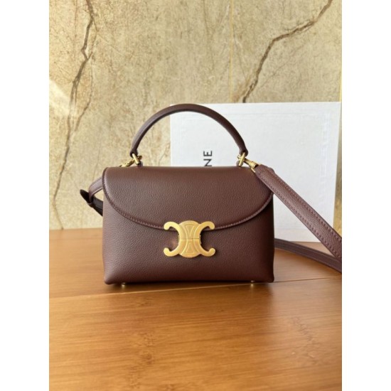 Special Grade Replica Céline Teen Nino Top Handle Bag in Smooth Calfskin in Burgundy Clone Sale