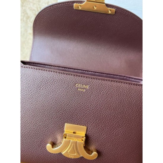 Special Grade Replica Céline Teen Nino Top Handle Bag in Smooth Calfskin in Burgundy Clone Sale