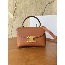 Special Grade Replica Céline Teen Nino Top Handle Bag in Smooth Calfskin in Brown Clone Sale