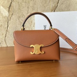 Special Grade Replica Céline Teen Nino Top Handle Bag in Smooth Calfskin in Brown Clone Sale