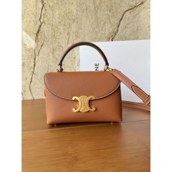 Special Grade Replica Céline Teen Nino Top Handle Bag in Smooth Calfskin in Brown Clone Sale