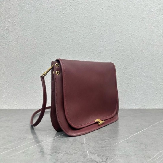 Special Grade Replica Celine Soft Triomphe Besace Shoulder Bag in Burgundy Clone Sale