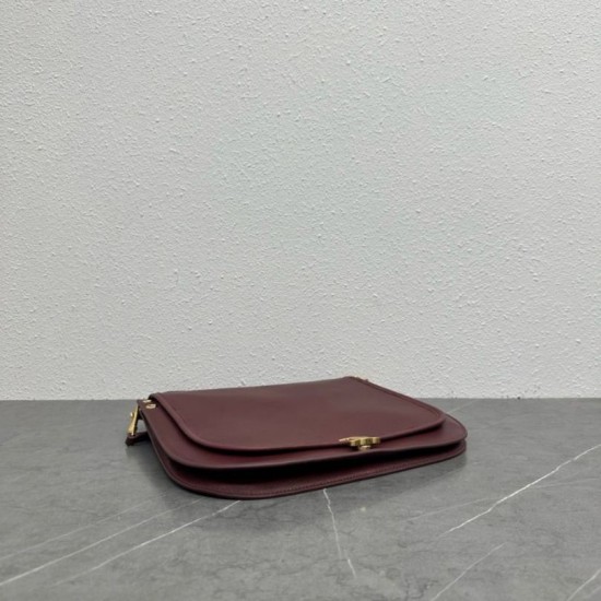 Special Grade Replica Celine Soft Triomphe Besace Shoulder Bag in Burgundy Clone Sale