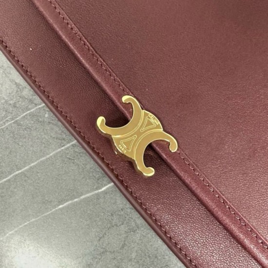 Special Grade Replica Celine Soft Triomphe Besace Shoulder Bag in Burgundy Clone Sale