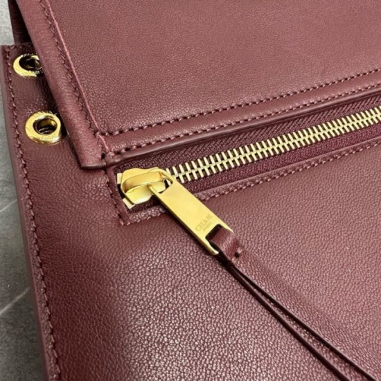 Special Grade Replica Celine Soft Triomphe Besace Shoulder Bag in Burgundy Clone Sale