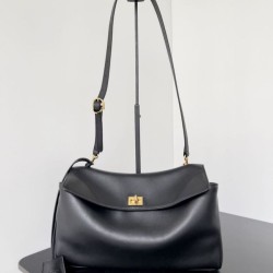 Special Grade Replica Balenciaga Rodeo Medium Shoulder Bag in Black and Gold Clone Sale