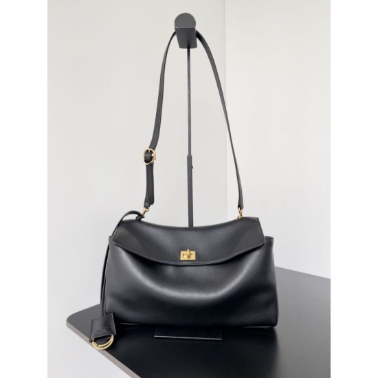 Special Grade Replica Balenciaga Rodeo Medium Shoulder Bag in Black and Gold Clone Sale