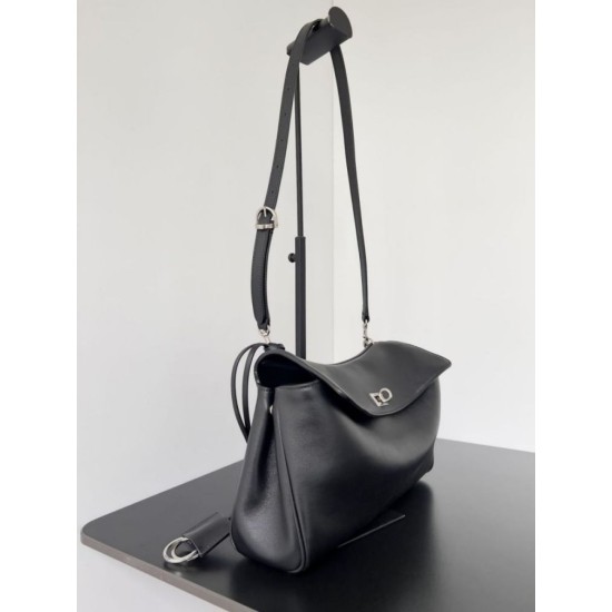 Special Grade Replica Balenciaga Rodeo Medium Shoulder Bag in Black and Silver Clone Sale