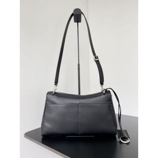 Special Grade Replica Balenciaga Rodeo Medium Shoulder Bag in Black and Silver Clone Sale