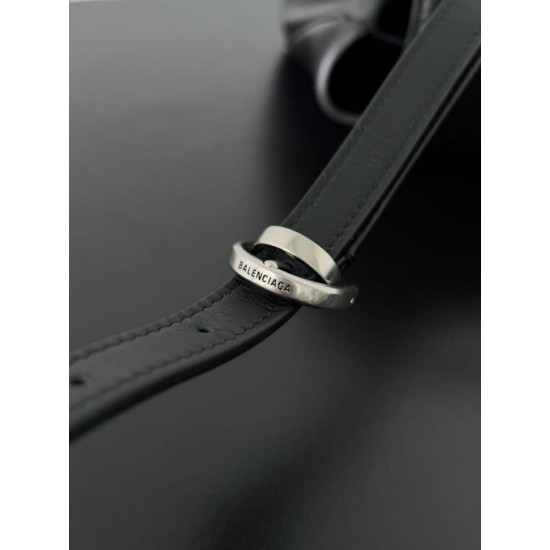 Special Grade Replica Balenciaga Rodeo Medium Shoulder Bag in Black and Silver Clone Sale