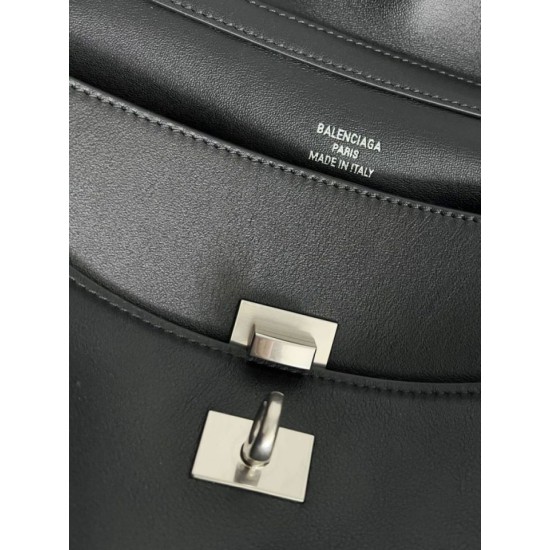 Special Grade Replica Balenciaga Rodeo Medium Shoulder Bag in Black and Silver Clone Sale