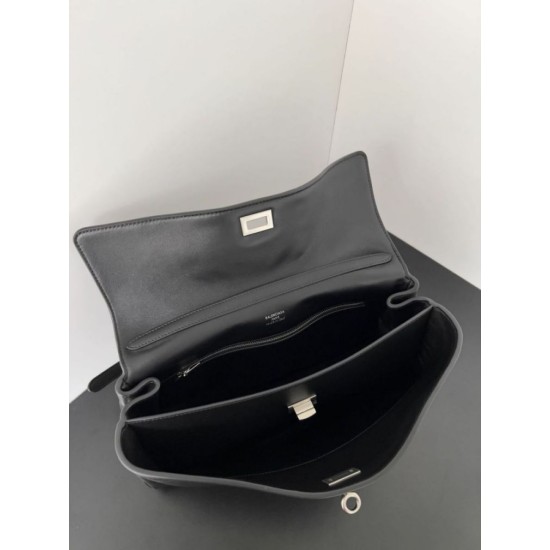 Special Grade Replica Balenciaga Rodeo Medium Shoulder Bag in Black and Silver Clone Sale