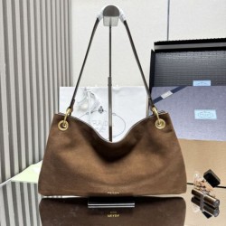 Special Grade Replica Prada Etude Large Suede Shoulder Bag 1BC259 in Caramel Clone Sale