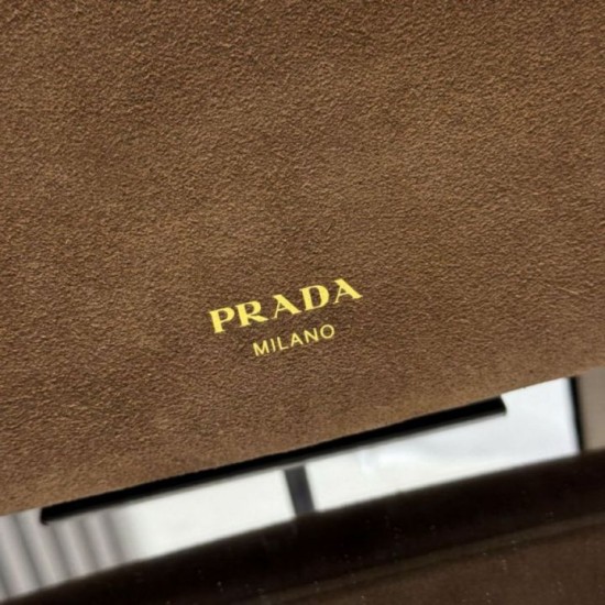 Special Grade Replica Prada Etude Large Suede Shoulder Bag 1BC259 in Caramel Clone Sale