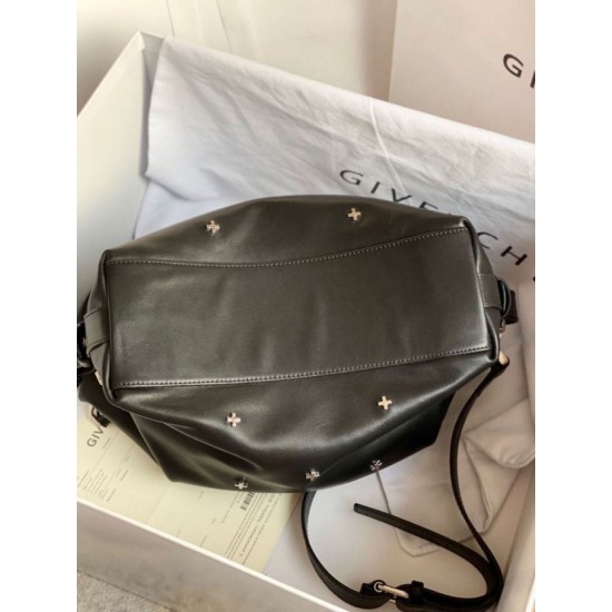 Special Grade Replica Givenchy Nightingale bag with silver-tone cross details in black Clone Sale