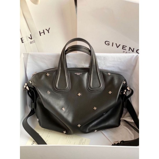 Special Grade Replica Givenchy Nightingale bag with silver-tone cross details in black Clone Sale
