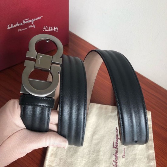 Special Grade Replica Salvatore Ferragamo Men's 3.5cm Silver Belt (Black) Clone Sale