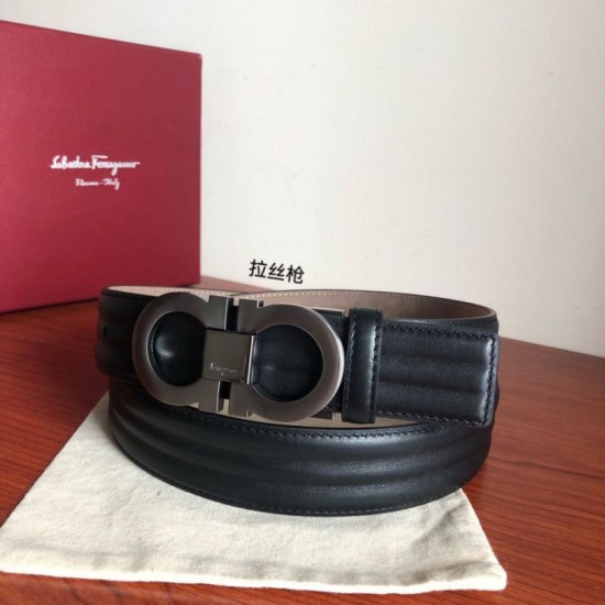 Special Grade Replica Salvatore Ferragamo Men's 3.5cm Silver Belt (Black) Clone Sale