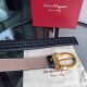 Special Grade Replica Salvatore Ferragamo Men's 3.5cm Belt with Exquisite Gold Pin Buckle (Black) Clone Sale