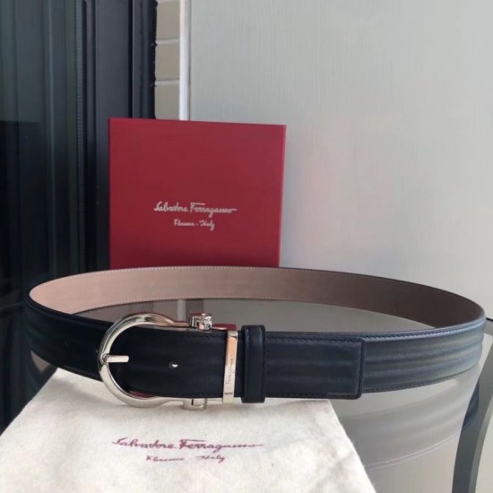 Best Replica Salvatore Ferragamo Men's 3.5cm Belt with Exquisite Silver Pin Buckle (Black) Fake At Cheap Price Special Grade Replica Salvatore Ferragamo Men's 3.5cm Belt with Exquisite Silver Pin Buckle (Black) Clone Sale