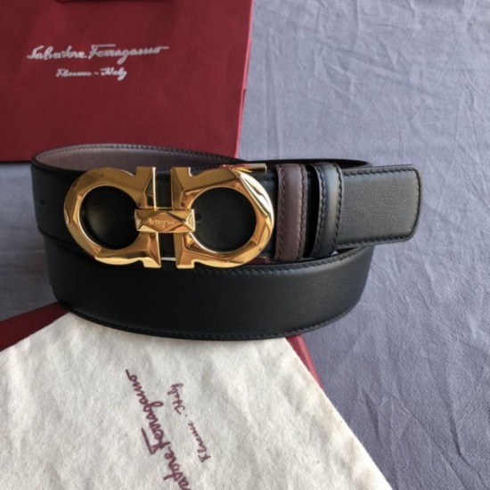 Special Grade Replica Salvatore Ferragamo Men's 3.5cm Reversible Belt with Gold Metal Clip (Black) Clone Sale
