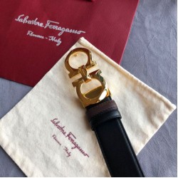 Special Grade Replica Salvatore Ferragamo Men's 3.5cm Reversible Belt with Gold Metal Clip (Black) Clone Sale