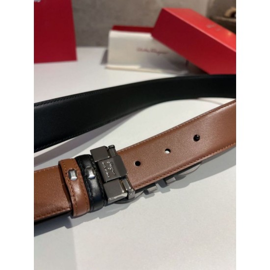 Special Grade Replica Salvatore Ferragamo Men's 3.5cm Belt with Black Buckle Clone Sale