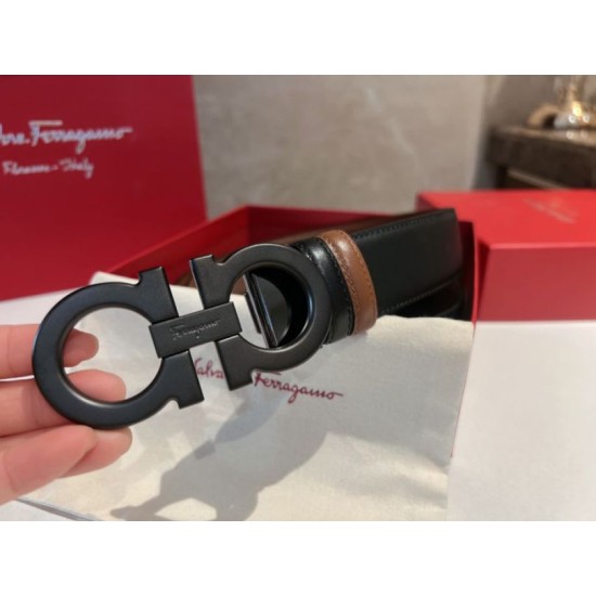 Special Grade Replica Salvatore Ferragamo Men's 3.5cm Belt with Black Buckle Clone Sale