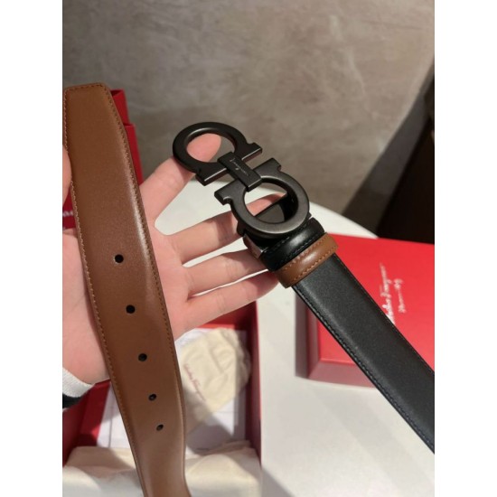 Special Grade Replica Salvatore Ferragamo Men's 3.5cm Belt with Black Buckle Clone Sale