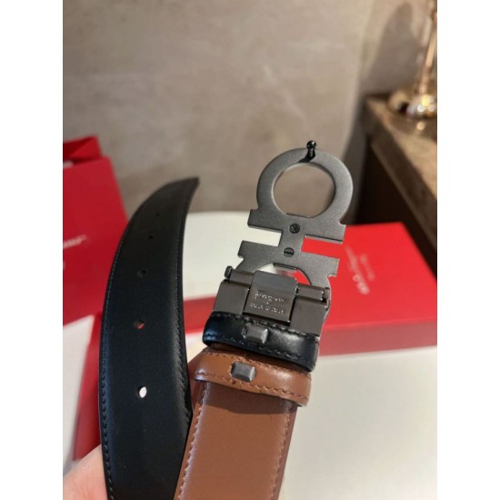 Special Grade Replica Salvatore Ferragamo Men's 3.5cm Belt with Black Buckle Clone Sale