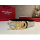 Special Grade Replica Salvatore Ferragamo Men's 3.5cm Reversible Belt with Gold Metal Clip (Black/White) Clone Sale