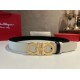 Special Grade Replica Salvatore Ferragamo Men's 3.5cm Reversible Belt with Gold Metal Clip (Black/White) Clone Sale