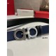 Best Replica Salvatore Ferragamo Men's 3.5cm Reversible Belt with Silver Metal Clip Black/Blue Fake At Cheap Price Special Grade Replica Salvatore Ferragamo Men's 3.5cm Reversible Belt with Silver Metal Clip Black/Blue Clone Sale