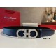 Best Replica Salvatore Ferragamo Men's 3.5cm Reversible Belt with Silver Metal Clip Black/Blue Fake At Cheap Price Special Grade Replica Salvatore Ferragamo Men's 3.5cm Reversible Belt with Silver Metal Clip Black/Blue Clone Sale