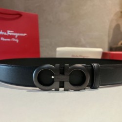Special Grade Replica Salvatore Ferragamo Men's 3.5 cm Belt with Black Buckle Clone Sale