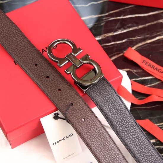 Special Grade Replica Salvatore Ferragamo Men's Reversible Belt with Black/Coffee Buckle Clone Sale