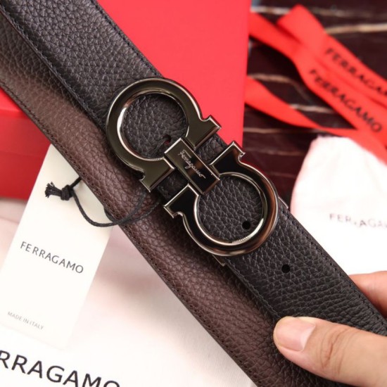 Special Grade Replica Salvatore Ferragamo Men's Reversible Belt with Black/Coffee Buckle Clone Sale