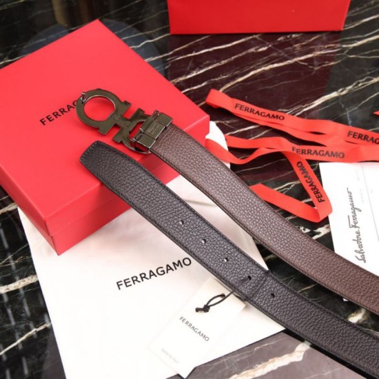 Special Grade Replica Salvatore Ferragamo Men's Reversible Belt with Black/Coffee Buckle Clone Sale