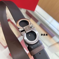 Special Grade Replica Salvatore Ferragamo Men's Reversible Belt with Double-Ring Horseshoe Buckle Clone Sale